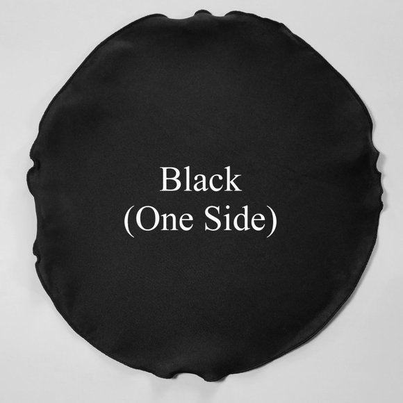 NEW - 100% Silk - Two Sided Black & Charcoal Pouf Round Pocket Square - Picture 4 of 10